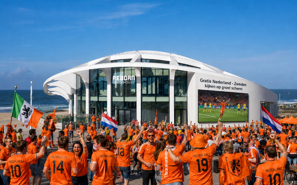Nederland – Zweden op groot scherm bij RE:BORN Whitehouse Scheveningen